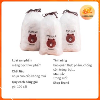 Màng Bọc Thực Phẩm Giadungbaolong192 PE Túi Gấu, Túi Bọc Thức Ăn Có Chun Co Giãn Tái Sử Dụng