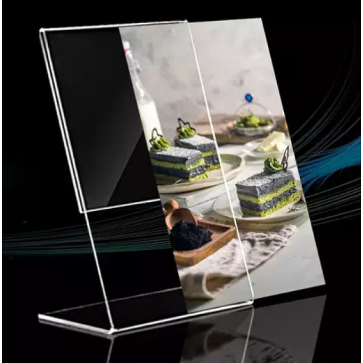 Menu mica chữ L Mini, Bảng tên mica, Bảng tên sản phẩm 9 x 15 cm