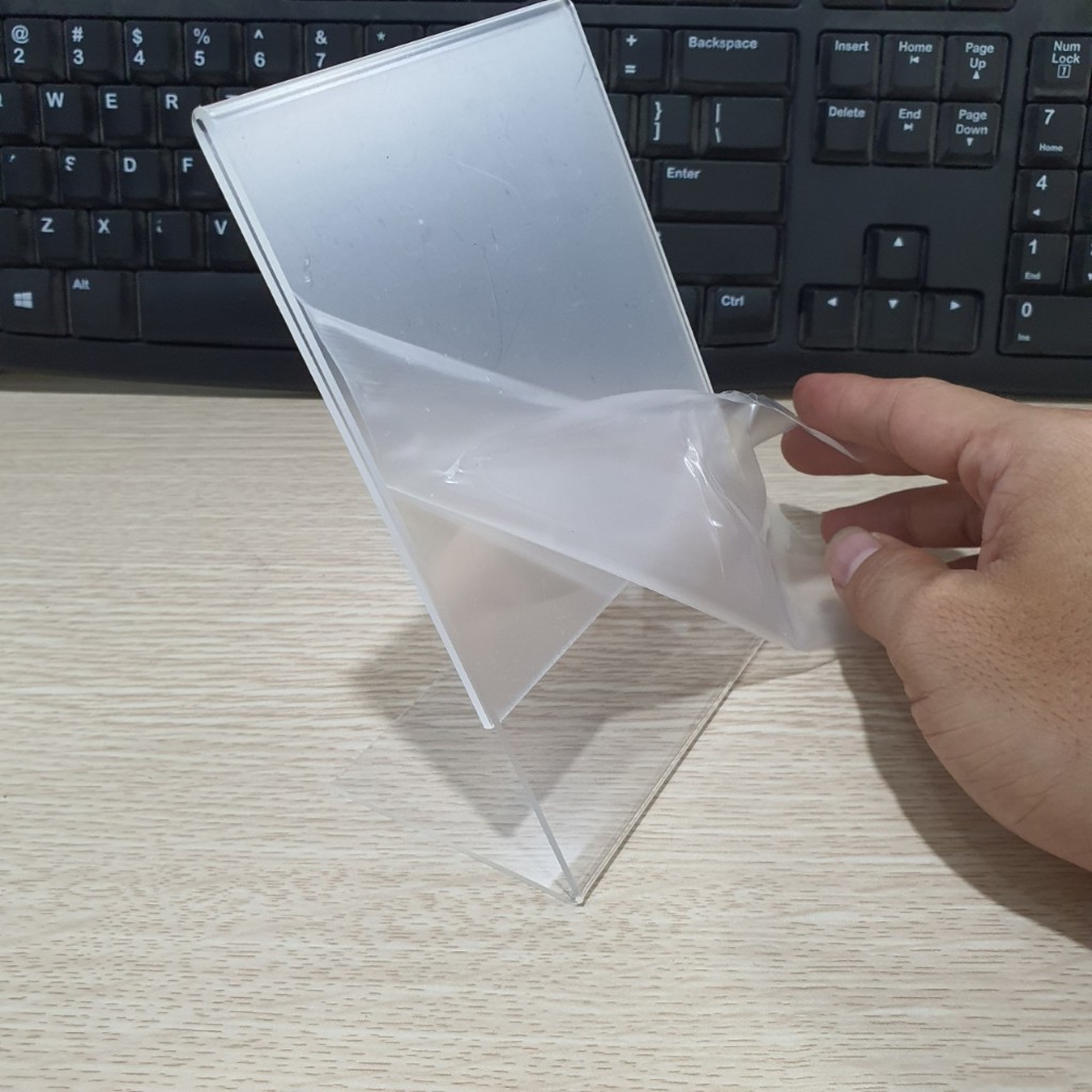 Menu mica chữ L Mini, Bảng tên mica, Bảng tên sản phẩm 9 x 15 cm