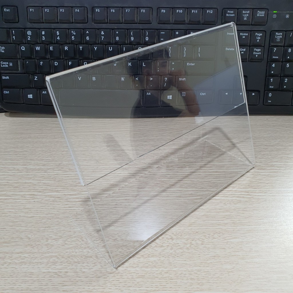 Menu mica chữ L Mini, Bảng tên mica, Bảng tên sản phẩm 9 x 15 cm