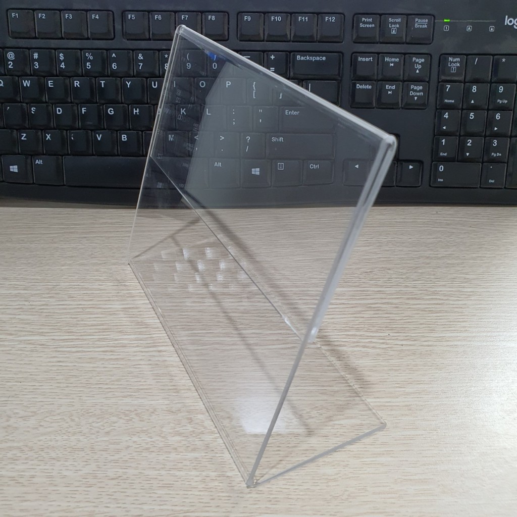 Menu mica chữ L Mini, Bảng tên mica, Bảng tên sản phẩm 9 x 15 cm