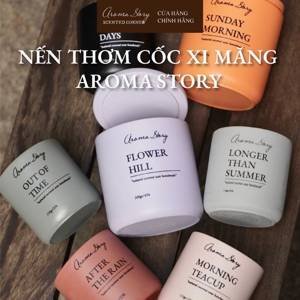 Nến Thơm Trang Trí, Cao Cấp, Tự Nhiên Aroma Story Nhiều Hương Size 200g