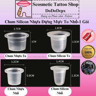 Chum silicon đựng mực to nhỏ,hũ nhựa đựng mực phun xăm vừa đế bầu dục, tròn ,inox-1 Gói
