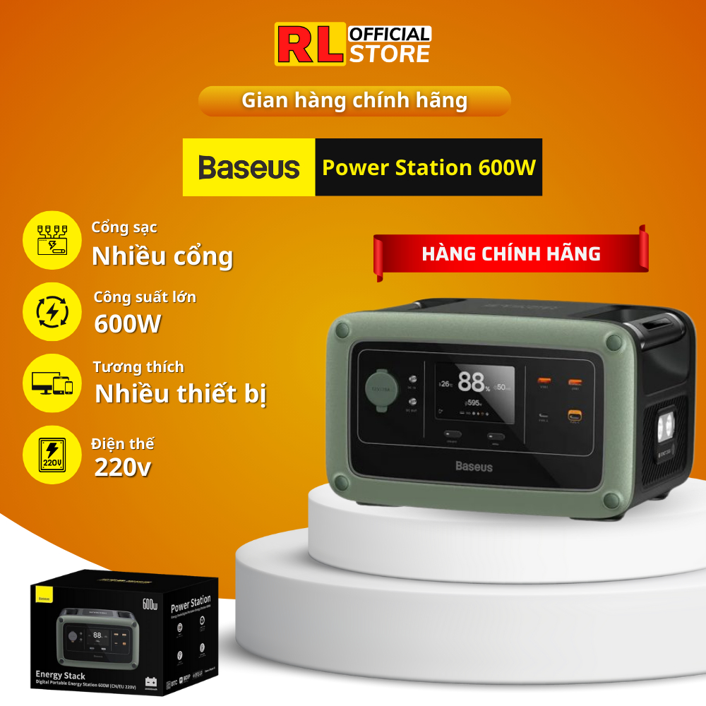 Siêu Phẩm Camping Trạm sạc Baseus 180,000mAh 5KG Công Suất 600W  Điện 220V