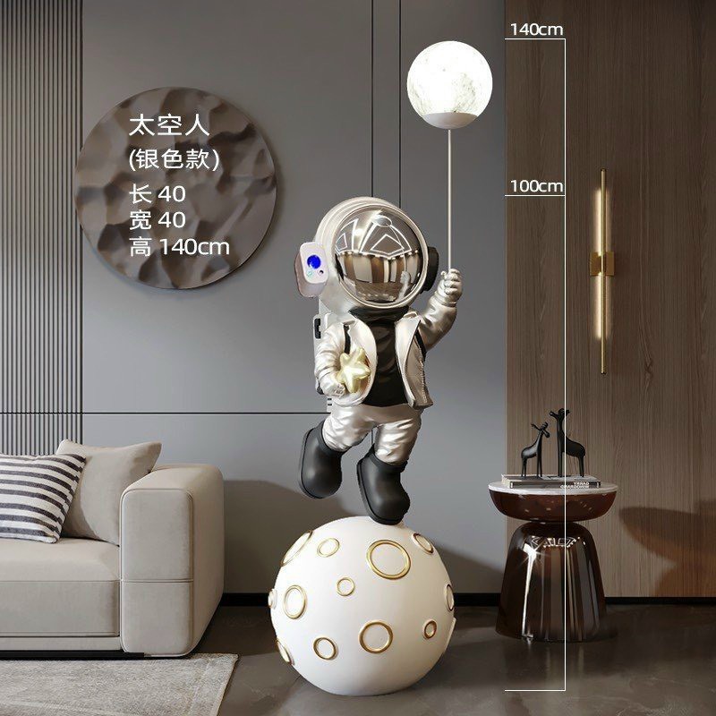 Tượng trang trí bê khay kèm đèn-loa bluetooth cao 140cm-Mô hình phi hành gia decor nhà cửa đẹp,sang chảnh,độc đáo