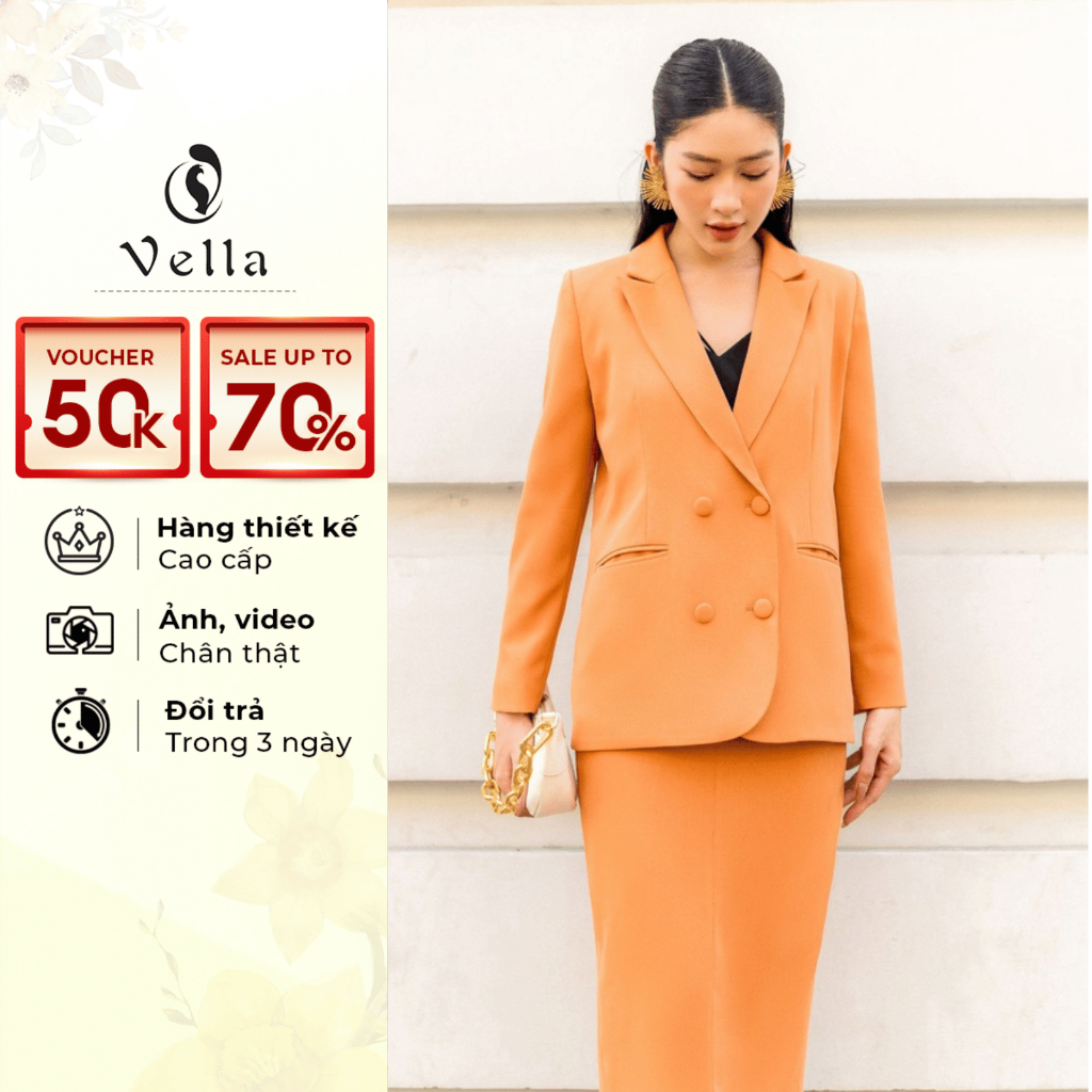 Áo khoác blazer, Áo vest nữ blazer tay dài thanh lịch nữ Vella Fashion VAK22107
