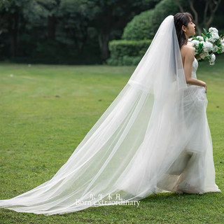 Lúp cô dâu voan cài tóc 2 tầng 3m