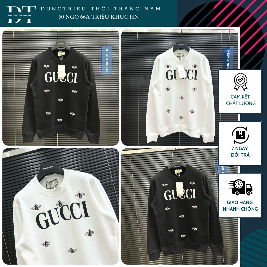 Áo Nỉ Nam GC In Chữ Màu Đen Be Cực Đẹp - Áo Nam GC Chất Nỉ Dày Dặn Chữ In Siêu Net