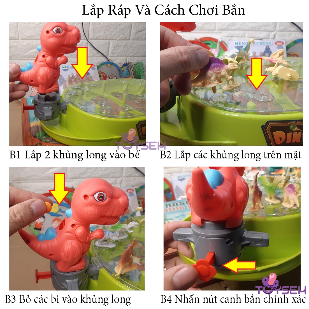 Đồ chơi khủng long đại chiến bắn ngã gay cấn rèn luyện tay mắt linh hoạt hơn cho bé từ 3 tuổi - Quà tặng sinh nhật