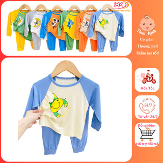  MK418 (7-16KG dưới 3T) Bộ áo dài tay quần dài in hình phối tai chất thun lạnh cho bé