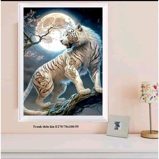 Tranh thêu kín khí phách mãnh hổ e270-100x70cm