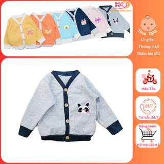  MK417 (6-16KG) Áo khoác cadigan phối túi in hình chất len tăm mềm cho bé