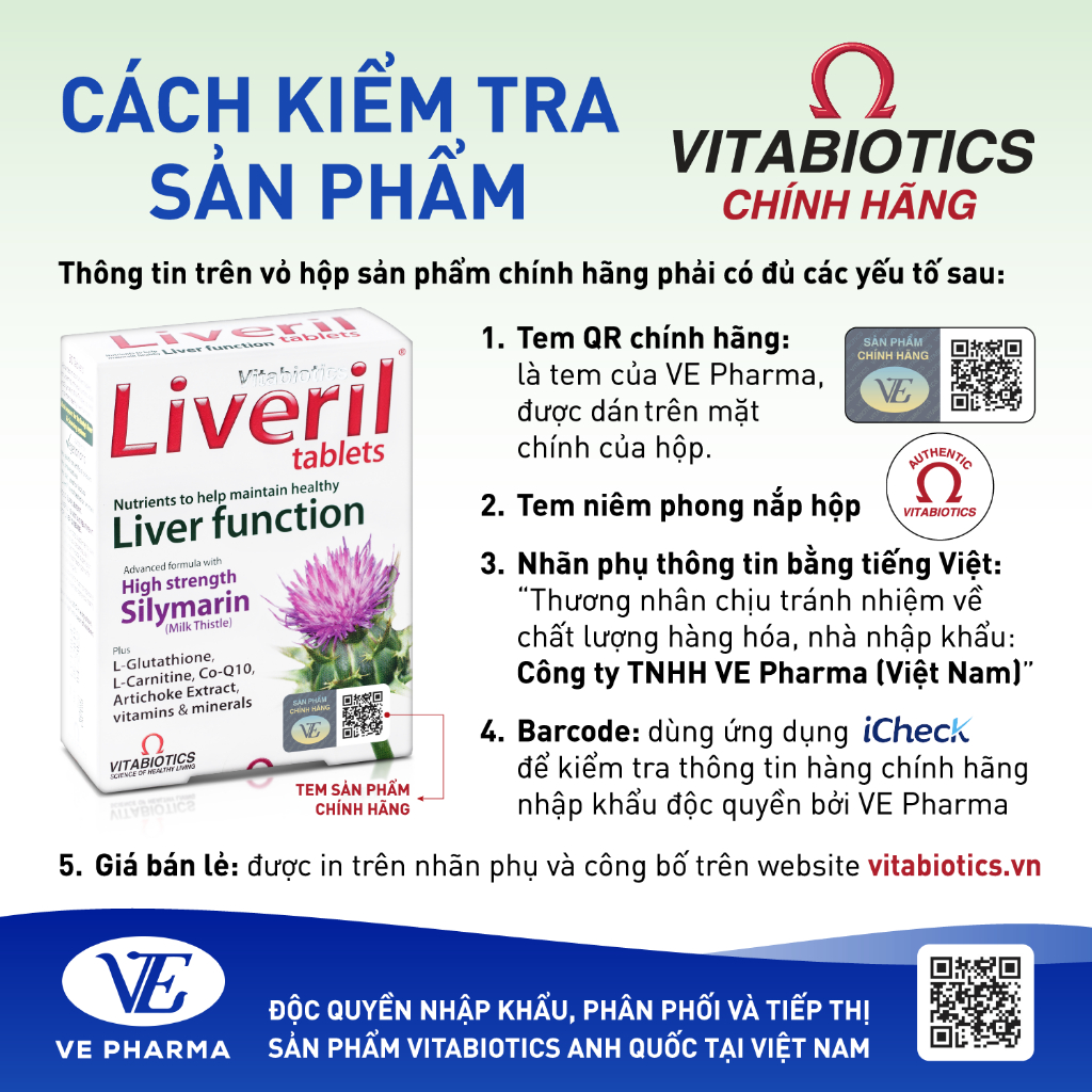Combo 2 Hộp Viên Uống Giải Độc Gan Vitabiotics LIVERIL Giúp Hỗ Trợ Chức Năng Gan, Tăng Cường Sức Đề Kháng 30 Viên