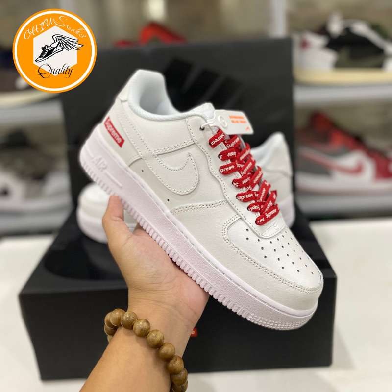 Giày Sneaker nam nữ _Nike Air Force 1 Supreme bản cao cấp hộp rút giày nam nữ Af1 trắng supreme