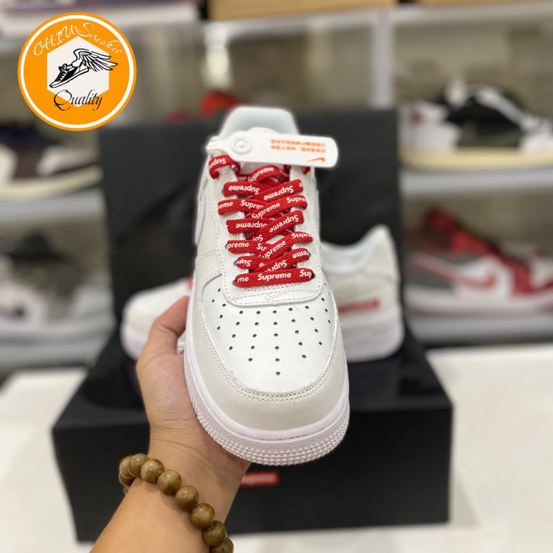 Giày Sneaker nam nữ _Nike Air Force 1 Supreme bản cao cấp hộp rút giày nam nữ Af1 trắng supreme