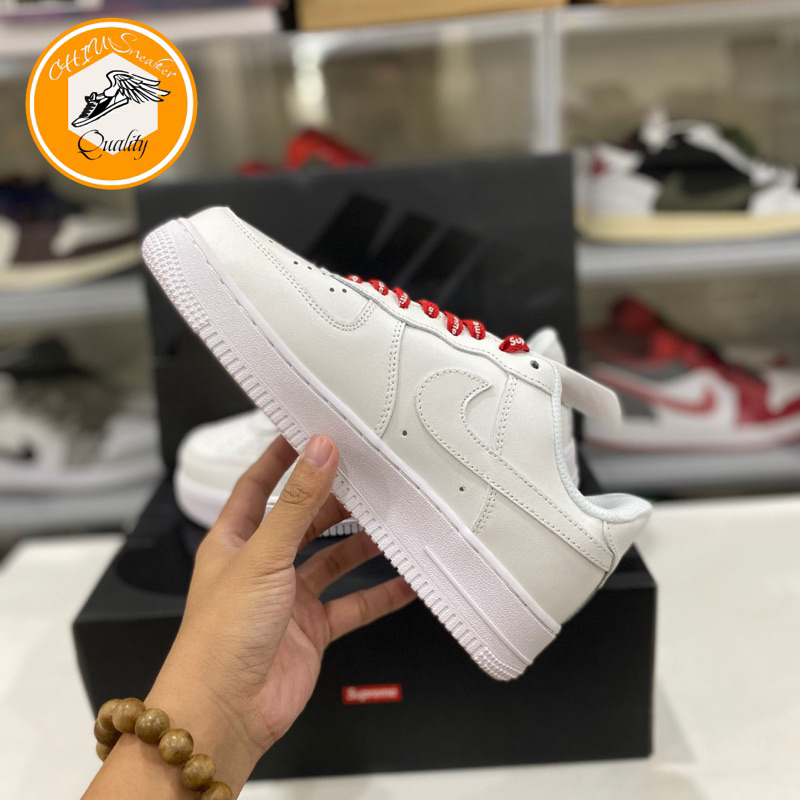Giày Sneaker nam nữ _Nike Air Force 1 Supreme bản cao cấp hộp rút giày nam nữ Af1 trắng supreme