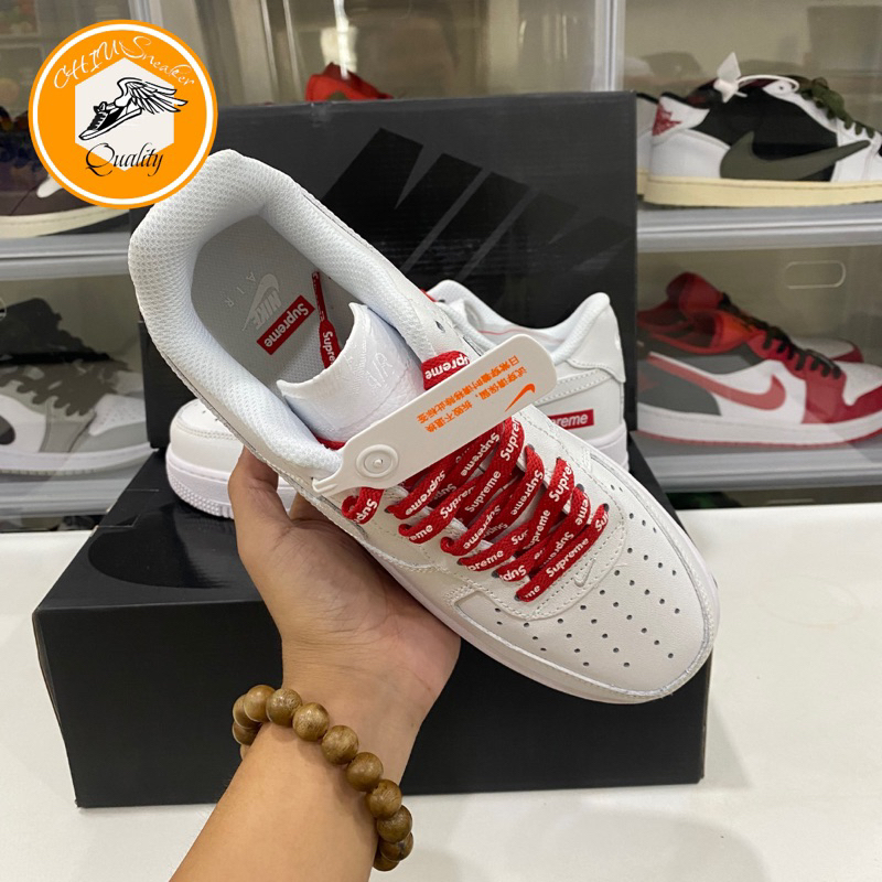 Giày Sneaker nam nữ _Nike Air Force 1 Supreme bản cao cấp hộp rút giày nam nữ Af1 trắng supreme