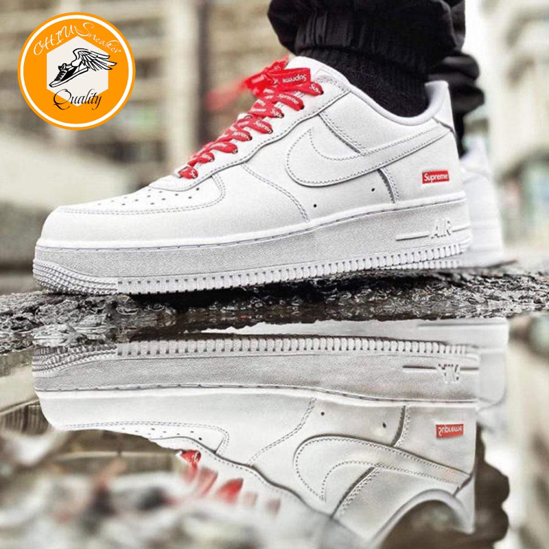 Giày Sneaker nam nữ _Nike Air Force 1 Supreme bản cao cấp hộp rút giày nam nữ Af1 trắng supreme