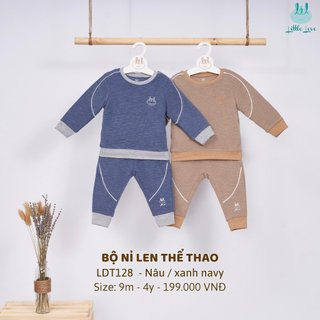 [Mã BMTTC60K giảm đến 60K đơn 50K] Bộ quần áo dài tay nỉ len dày, co giãn tốt, dáng thể thao LiL Little Love - LDT128