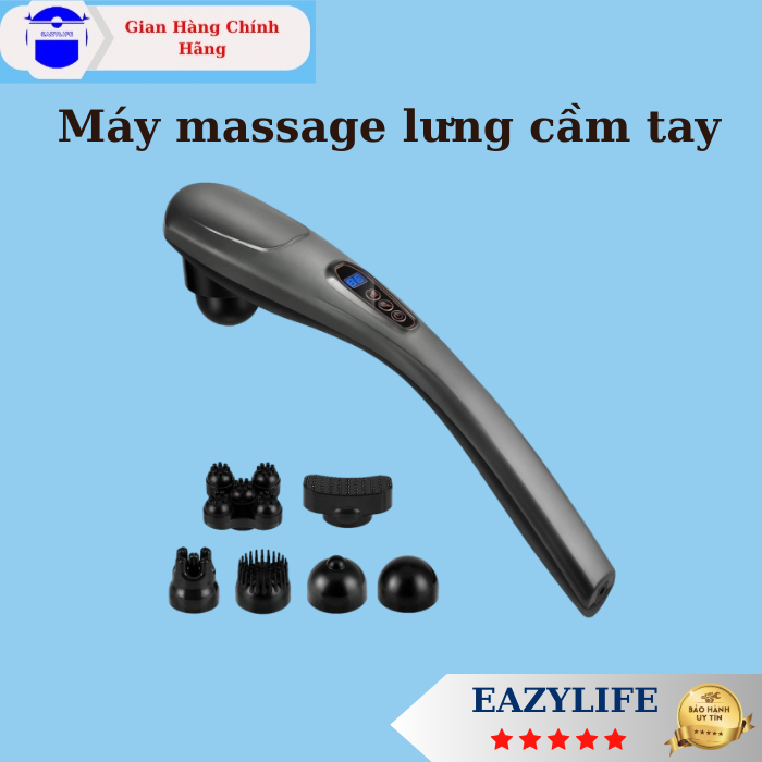 Máy massage lưng  Eazylife cầm tay, 6 đầu đa năng chuyên sâu cổ vai gáy