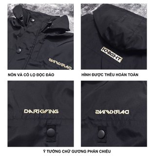 Áo Khoác Dù Đen Thêu Knight Nam Nữ Unisex Form Rộng Oversized