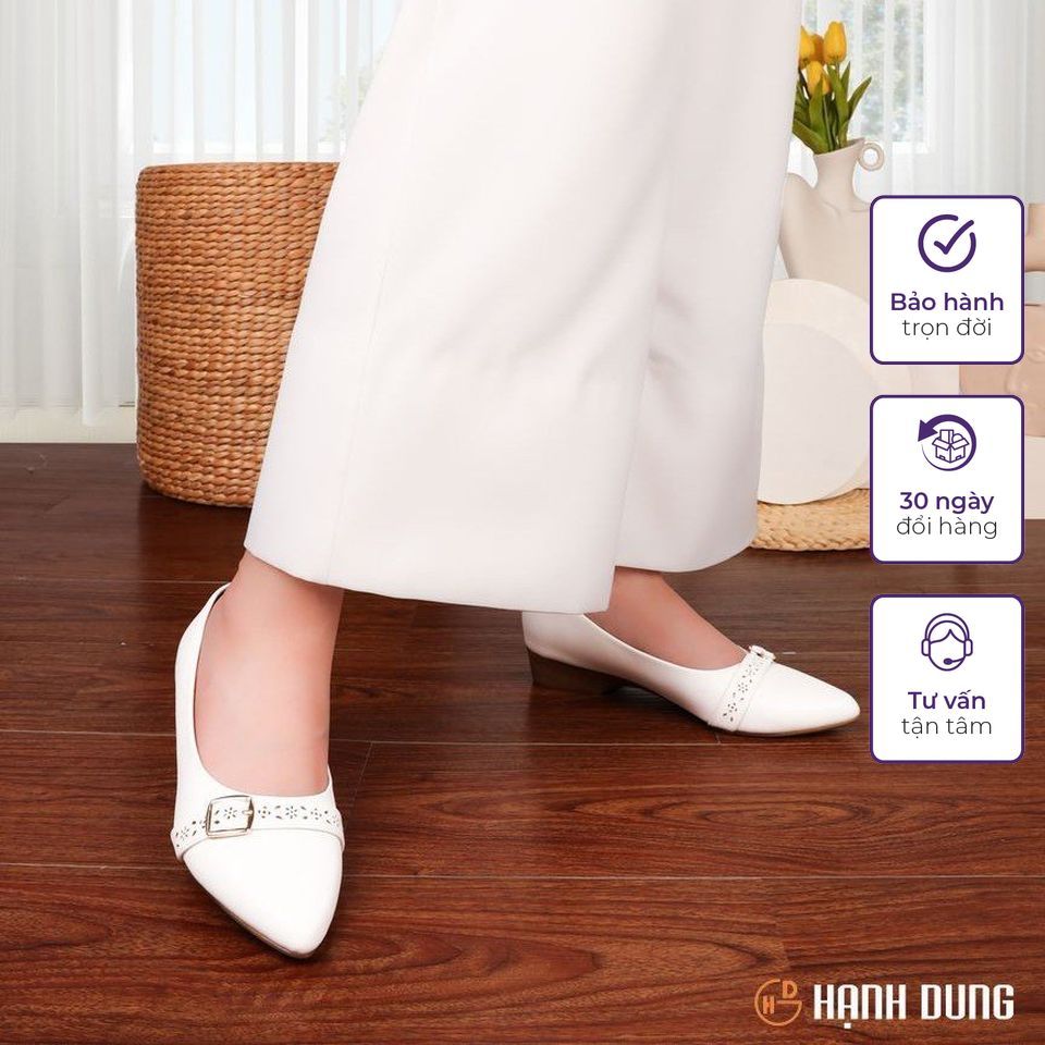Giày Bít Xuồng Hạnh Dung HD04834AD ( Màu Kem - Trắng - Đen )