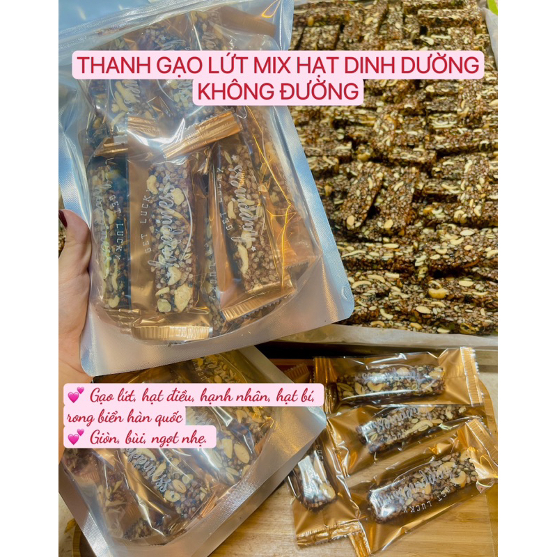 Thanh gạo lứt mix hạt dinh dưỡng không đường