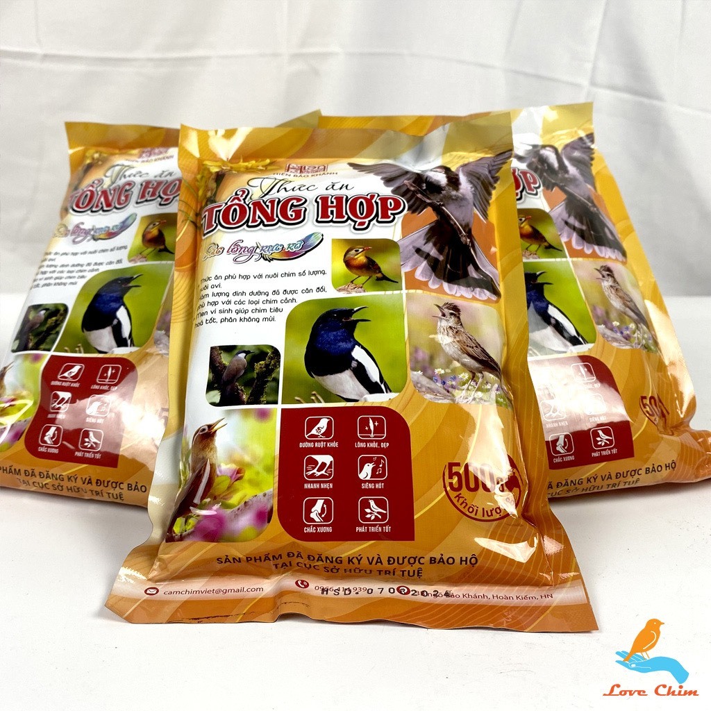 Cám chim tổng hợp Hiển Bảo Khánh 500gr - Cám chim Chào Mào, Khuyên, Chích Chòe, Mi - Thức ăn cho chim
