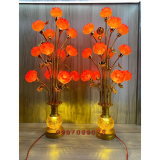 Cặp đèn bình bông hoa sen lưu ly, đèn 13 bông sen cao 90cm