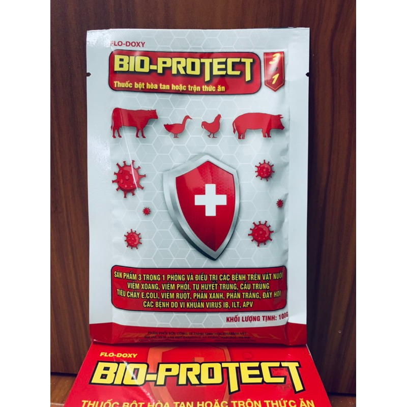 Bio-Protect 100g - phòng và điều trị: tụ huyết trùng, phân xanh, phân trắng, viêm phổi… trên vật nuôi.