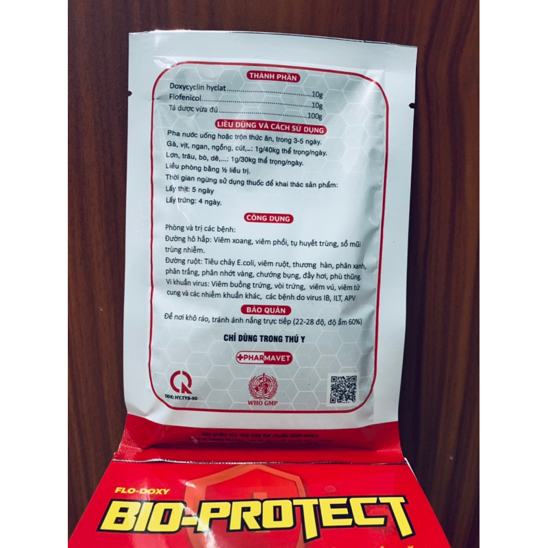 Bio-Protect 100g - phòng và điều trị: tụ huyết trùng, phân xanh, phân trắng, viêm phổi… trên vật nuôi.