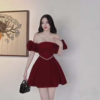 Váy cúp ngực tay bồng bí