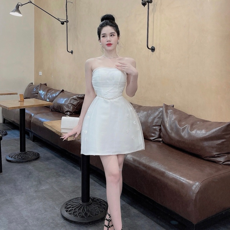 Váy Quây Tapta Phối Lưới Eo Đá