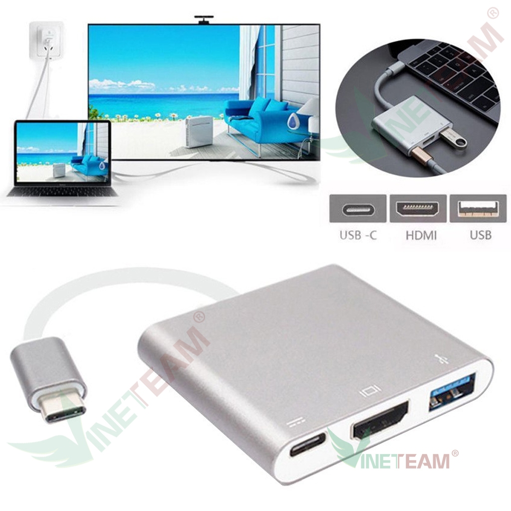 Bộ Chuyển Đổi 3 Trong 1 Hub Type-c 4K HDMI USB 3.0 DC4659