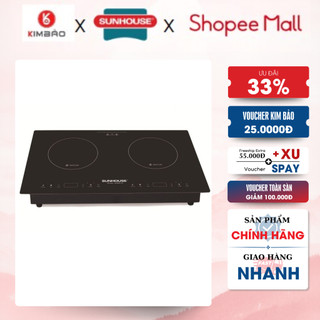 Bếp đôi điện từ Sunhouse SHB9101 *1,có hẹn giờ, khóa trẻ em và cảm ứng nhiệt, tự động ngắt khi quá tải giúp đảm bảo a