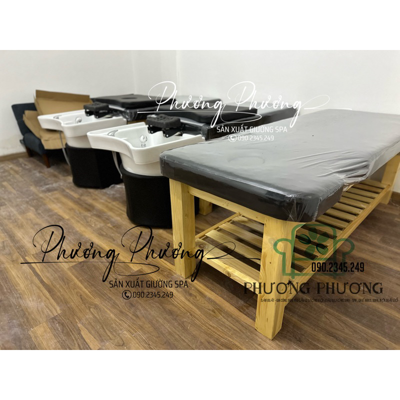 Giường Spa Massage Chân Gỗ- Giường Massage Body - Giường Gỗ Phun Xăm