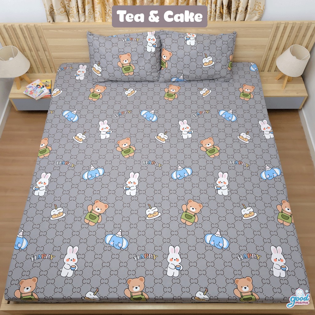 Ga Chống Thấm Cotton Cao Cấp Goodmama mẫu Tea & Cake - Hàng Việt Nam Chất Lượng Cao