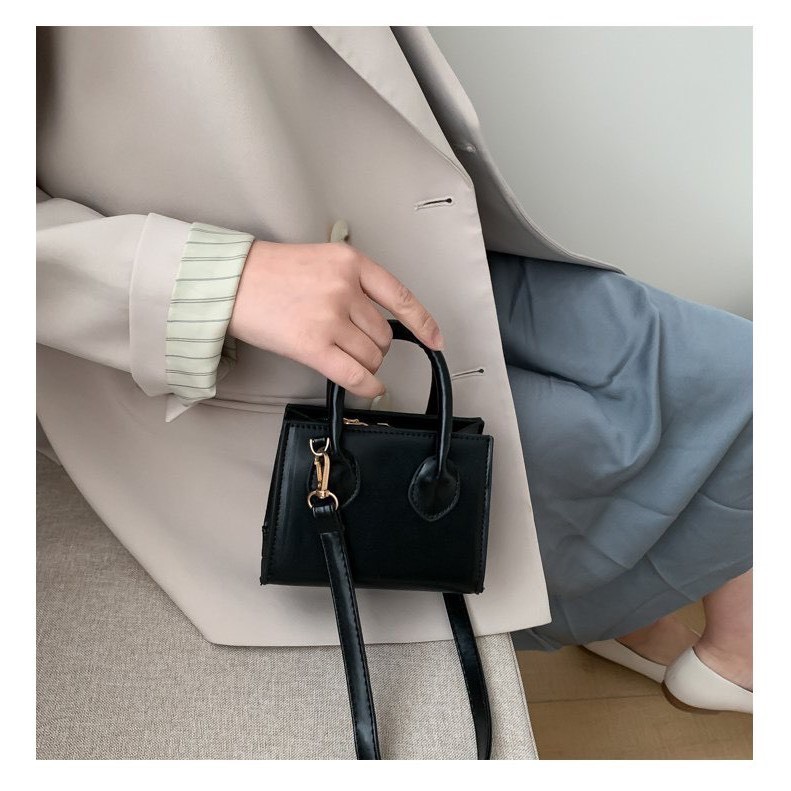 Túi xách tay túi mini hai quai dáng hộp đơn giản dễ phối đồ kèm quai đeo chéo LK355