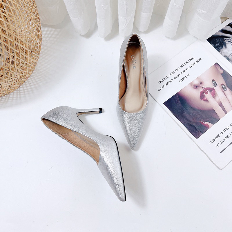 Giày nhũ cao gót  7cm- 1018