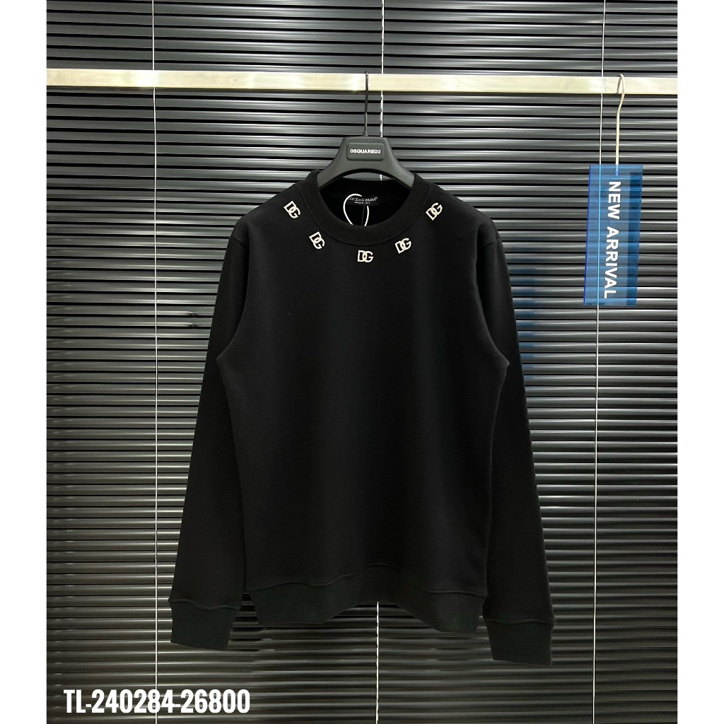 Áo Nỉ Nam D.G Họa Tiết Tay Cao Cấp - Áo Nam D.G Chất Nỉ Đen Vân Logo SPF