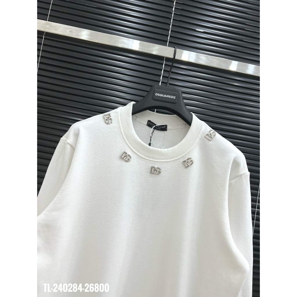 Áo Nỉ Nam D.G Họa Tiết Tay Cao Cấp - Áo Nam D.G Chất Nỉ Đen Vân Logo SPF