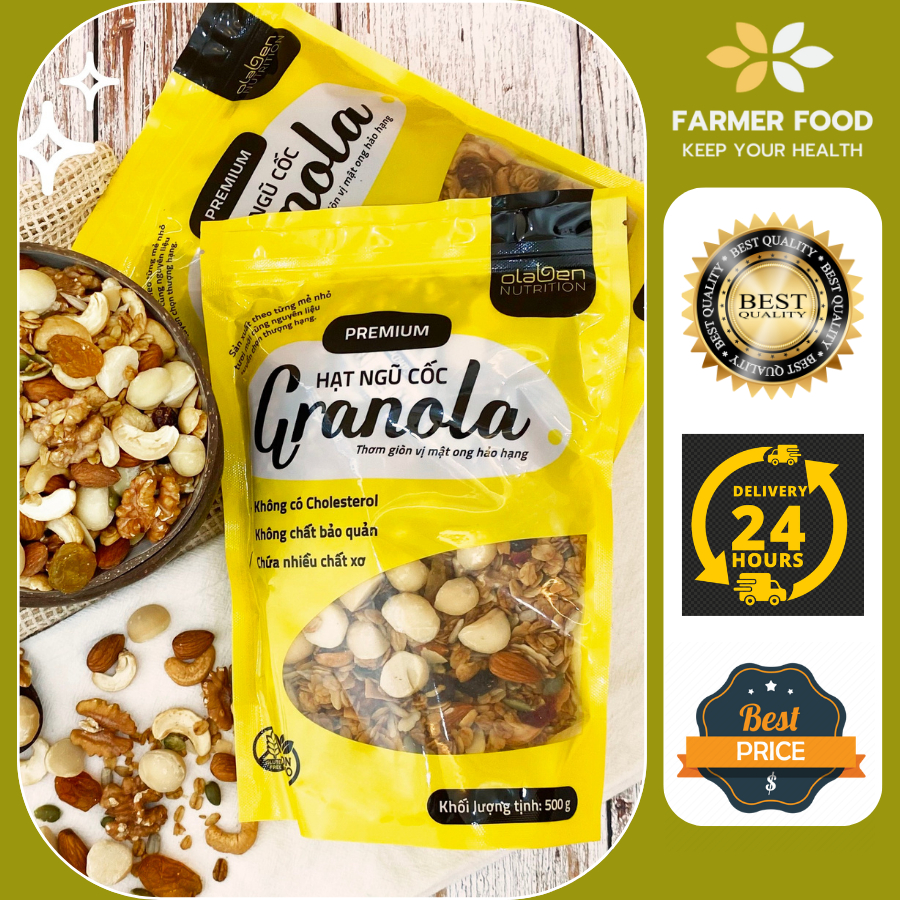 PREMIUM GRANOLA SIÊU HẠT 500GR - Ngũ cốc giảm cân nướng mật ong Vanila