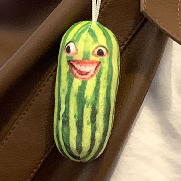 Móc Khóa Mèo Khóc Nhồi Bông Dễ Thương, Móc Khóa Dưa Hấu Ghi Âm Meme Dễ Thương