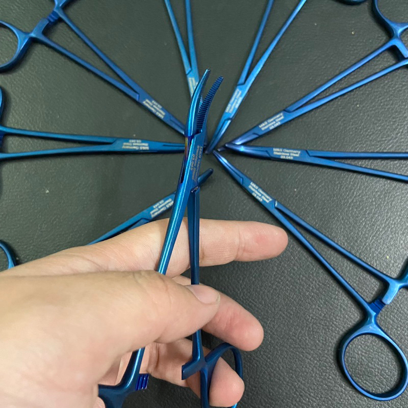 Kẹp Halsted cong full blue 12.5cm - banh cong y tế Germany Stainless Steel