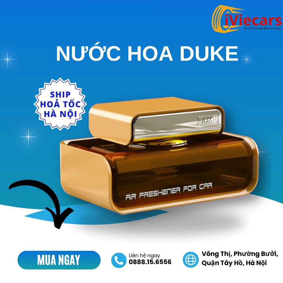 Nước hoa ô tô Duke cao cấp nhập khẩu từ Pháp chiết xuất 100% từ thiên nhiên khử mùi chống say xe tốt cho sức khỏe