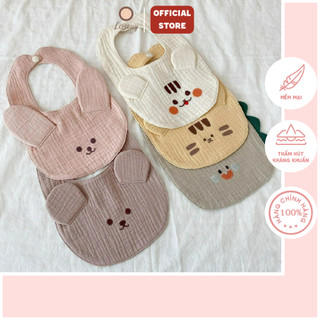 Yếm quàng cổ cho bé vải xô Muslin cao cấp có cúc bấm - Lemony