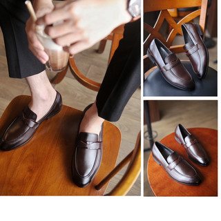 Giày Lười Loafer nam da bò nguyên tấm Toroshoes mã M575.5 Nâu Xậm