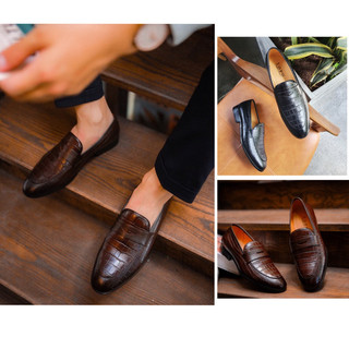 Giày Lười Loafer nam đai khoét dập vân da bò nguyên tấm Toroshoes Mã M630 (2 màu)