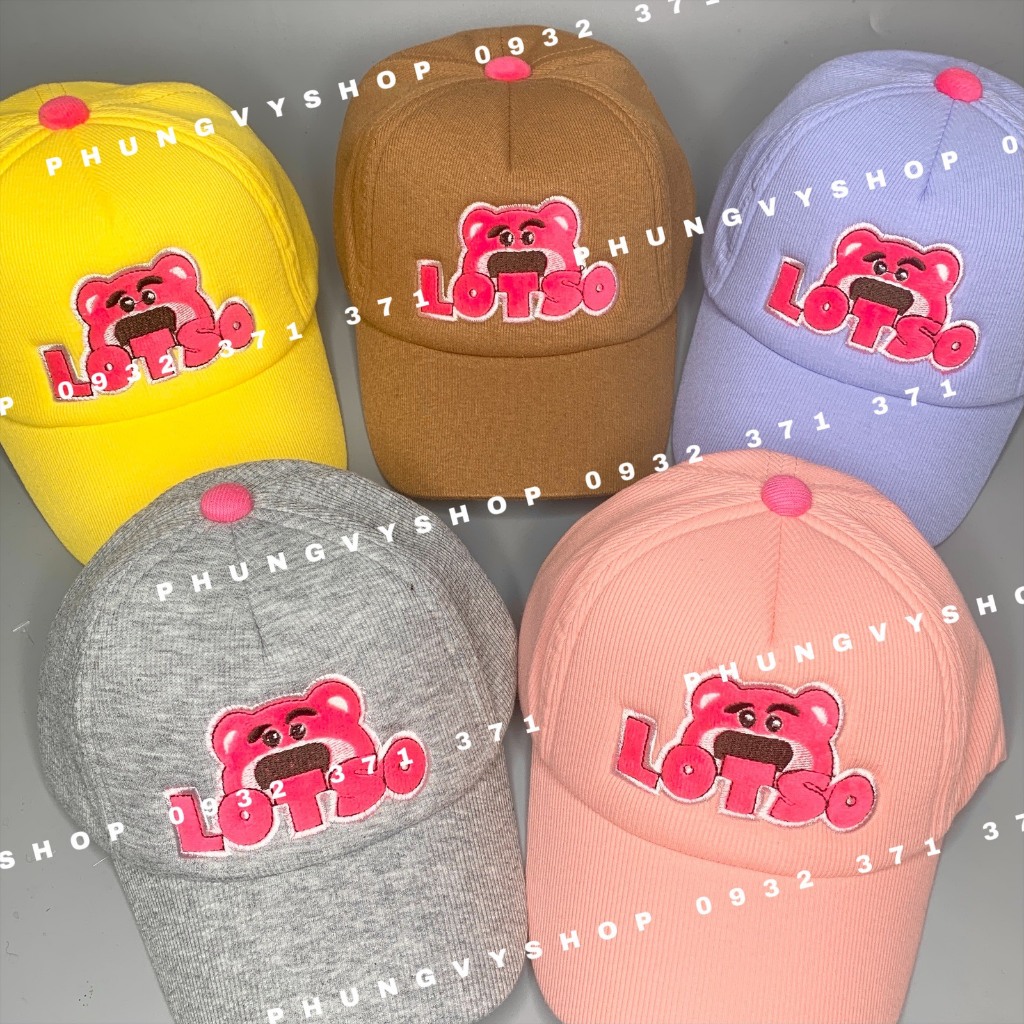 Bé 3-8 TUỔI/ Mũ lưỡi trai cho bé gái phungvyshop- Nón trẻ em Kết trung nhung GẤU DÂU KETNHUNGLOTSO Lotso