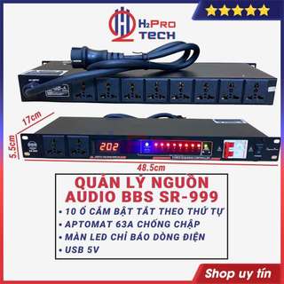 Bộ Quản Lý Nguồn Audio Bbs Sr-999 10 Ổ Cắm, Tắt - Bật Theo Thứ Tự, Có Aptomat Chống Chập Bảo Vệ Dàn Karaoke -H2Pro Tech